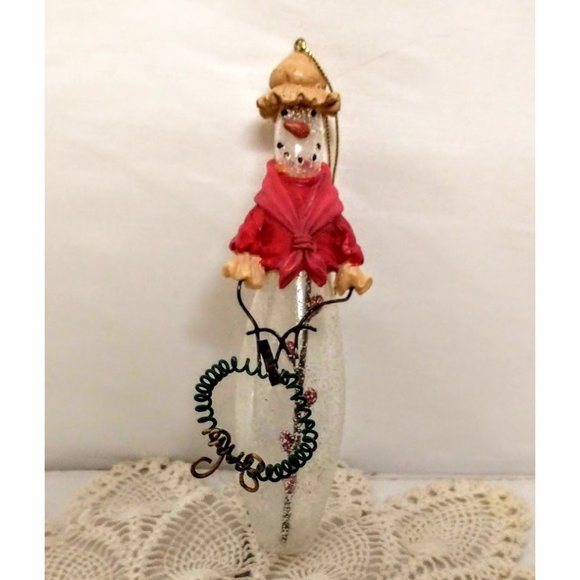 Snowman Crafted Ornament Teardrop Base Clothing Wr - Picture 2 of 3